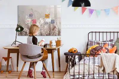 Tablă magnetică cu ștergere uscată cu model de frunze exotice