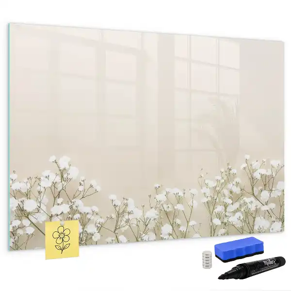 Tablă magnetică cu ștergere uscată cu model de flori înflorite