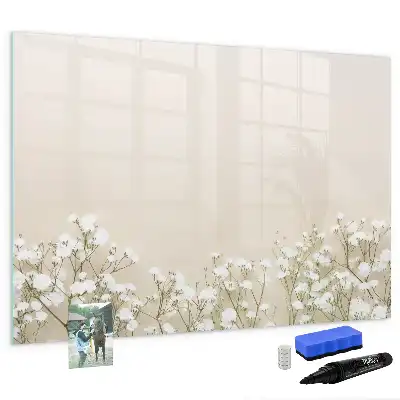 Tablă magnetică cu ștergere uscată cu model de flori înflorite