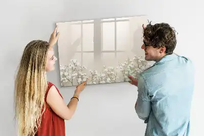 Tablă magnetică cu ștergere uscată cu model de flori înflorite