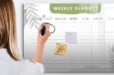 Tablă magnetică cu ștergere uscată model pentru planificarea săptămânală