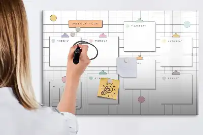 Tablă magnetică cu ștergere uscată pentru planificarea săptămânală