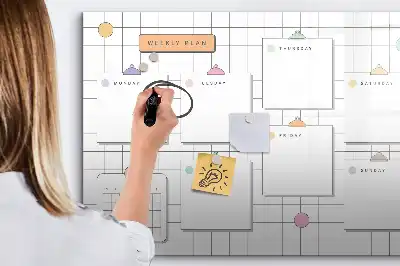 Tablă magnetică cu ștergere uscată pentru planificarea săptămânală