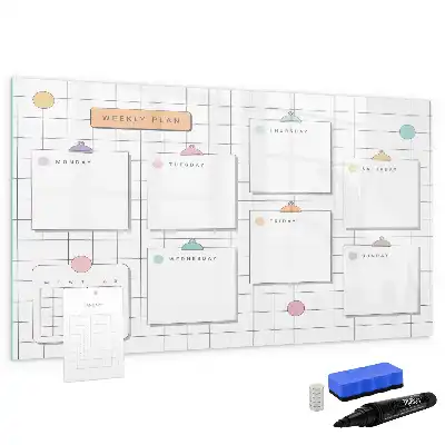 Tablă magnetică cu ștergere uscată pentru planificarea săptămânală