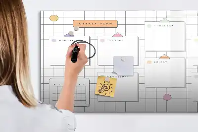 Tablă magnetică cu ștergere uscată pentru planificarea săptămânală