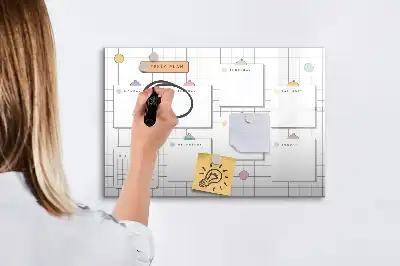Tablă magnetică cu ștergere uscată pentru planificarea săptămânală
