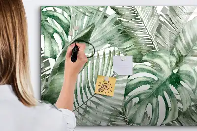 Tablă magnetică cu ștergere uscată cu model frunze de plante