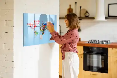 Tablă magnetică cu ștergere uscată cu hartă și steaguri