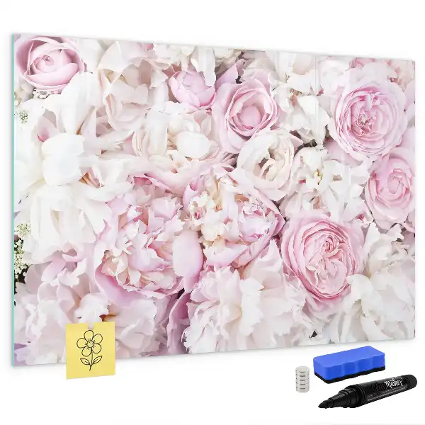 Tablă magnetică cu ștergere uscată cu model de flori decorative
