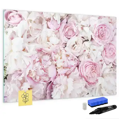 Tablă magnetică cu ștergere uscată cu model de flori decorative
