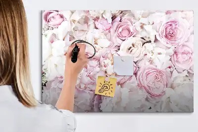Tablă magnetică cu ștergere uscată cu model de flori decorative