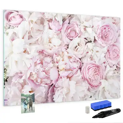 Tablă magnetică cu ștergere uscată cu model de flori decorative