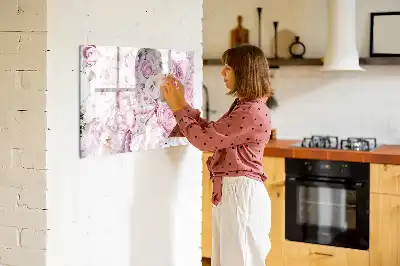 Tablă magnetică cu ștergere uscată cu model de flori decorative