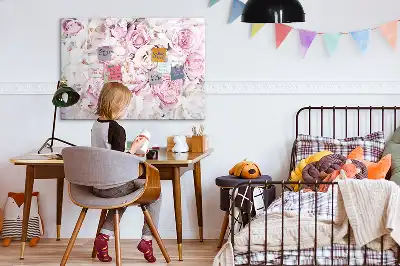 Tablă magnetică cu ștergere uscată cu model de flori decorative