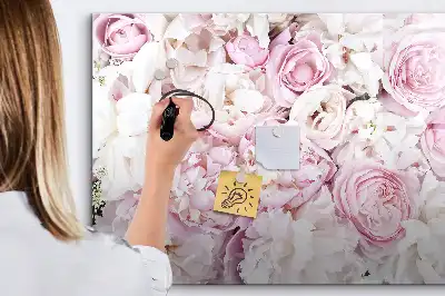 Tablă magnetică cu ștergere uscată cu model de flori decorative