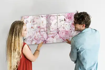 Tablă magnetică cu ștergere uscată cu model de flori decorative