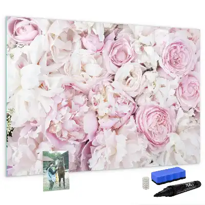 Tablă magnetică cu ștergere uscată cu model de flori decorative