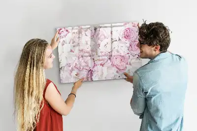 Tablă magnetică cu ștergere uscată cu model de flori decorative