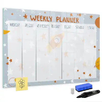 Tablă magnetică cu ștergere uscată planificator săptămânal