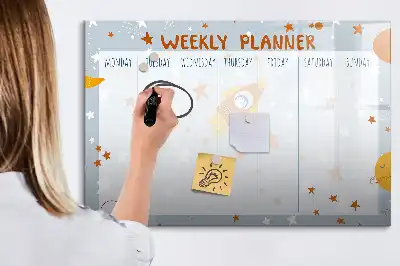 Tablă magnetică cu ștergere uscată planificator săptămânal