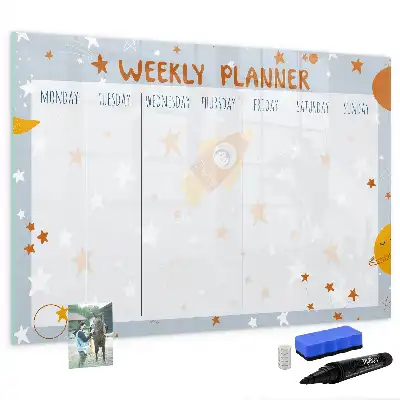 Tablă magnetică cu ștergere uscată planificator săptămânal