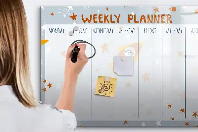 Tablă magnetică cu ștergere uscată planificator săptămânal