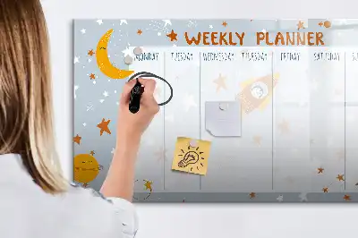 Tablă magnetică cu ștergere uscată planificator săptămânal