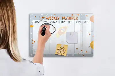 Tablă magnetică cu ștergere uscată planificator săptămânal