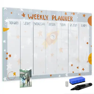 Tablă magnetică cu ștergere uscată planificator săptămânal