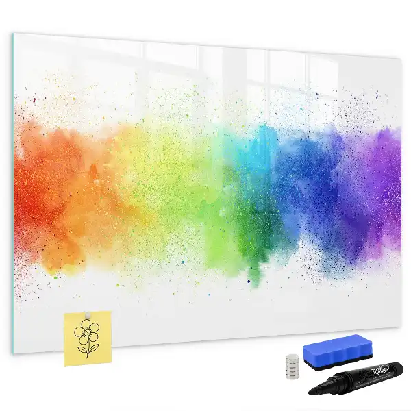 Tablă magnetică cu ștergere uscată cu model abstract curcubeu