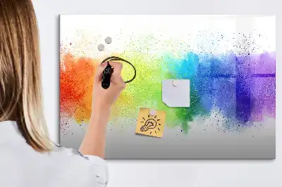 Tablă magnetică cu ștergere uscată cu model abstract curcubeu