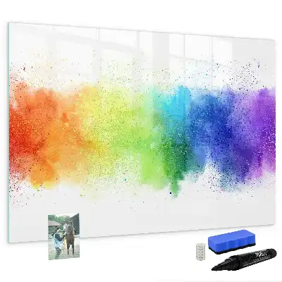 Tablă magnetică cu ștergere uscată cu model abstract curcubeu