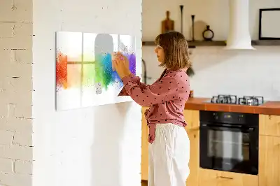 Tablă magnetică cu ștergere uscată cu model abstract curcubeu