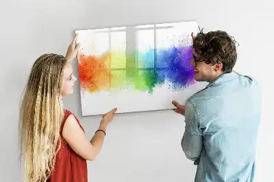 Tablă magnetică cu ștergere uscată cu model abstract curcubeu