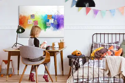 Tablă magnetică cu ștergere uscată cu model abstract curcubeu