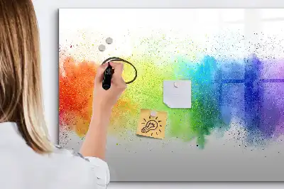 Tablă magnetică cu ștergere uscată cu model abstract curcubeu