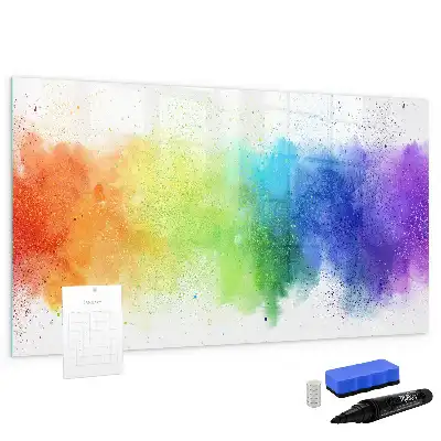 Tablă magnetică cu ștergere uscată cu model abstract curcubeu