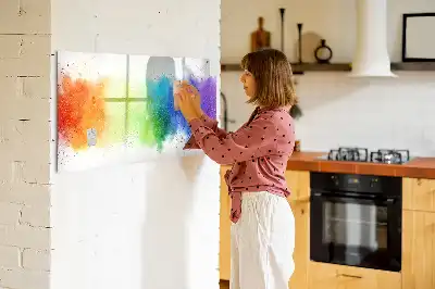 Tablă magnetică cu ștergere uscată cu model abstract curcubeu