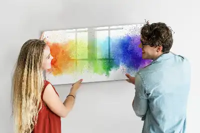 Tablă magnetică cu ștergere uscată cu model abstract curcubeu