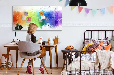 Tablă magnetică cu ștergere uscată cu model abstract curcubeu