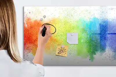Tablă magnetică cu ștergere uscată cu model abstract curcubeu