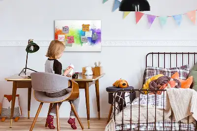 Tablă magnetică cu ștergere uscată cu model abstract curcubeu
