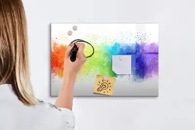 Tablă magnetică cu ștergere uscată cu model abstract curcubeu