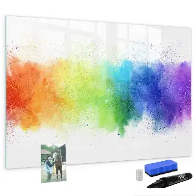 Tablă magnetică cu ștergere uscată cu model abstract curcubeu