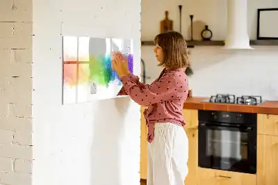 Tablă magnetică cu ștergere uscată cu model abstract curcubeu