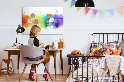 Tablă magnetică cu ștergere uscată cu model abstract curcubeu