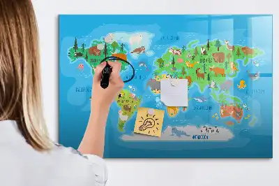 Tablă magnetică cu ștergere uscată cu hartă din desene animate