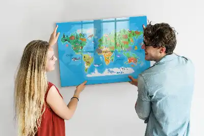 Tablă magnetică cu ștergere uscată cu hartă din desene animate