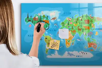 Tablă magnetică cu ștergere uscată cu hartă din desene animate