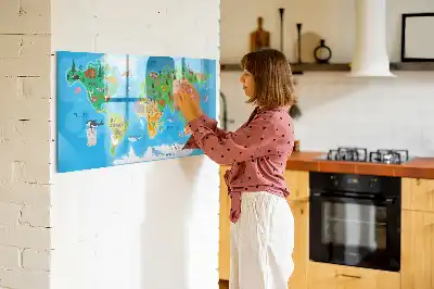 Tablă magnetică cu ștergere uscată cu hartă din desene animate